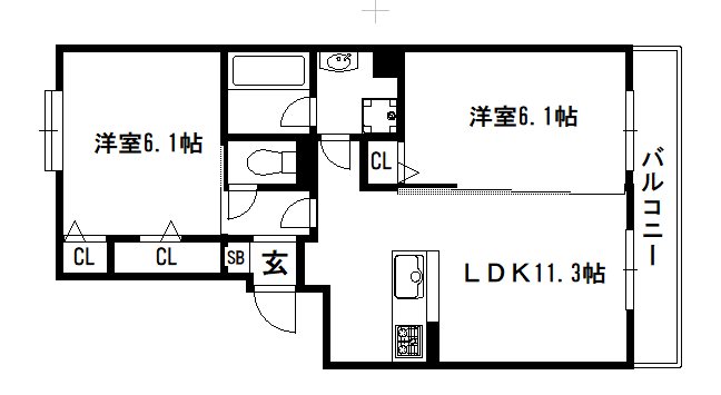 グランソレイユ西院Ｂ棟 間取り